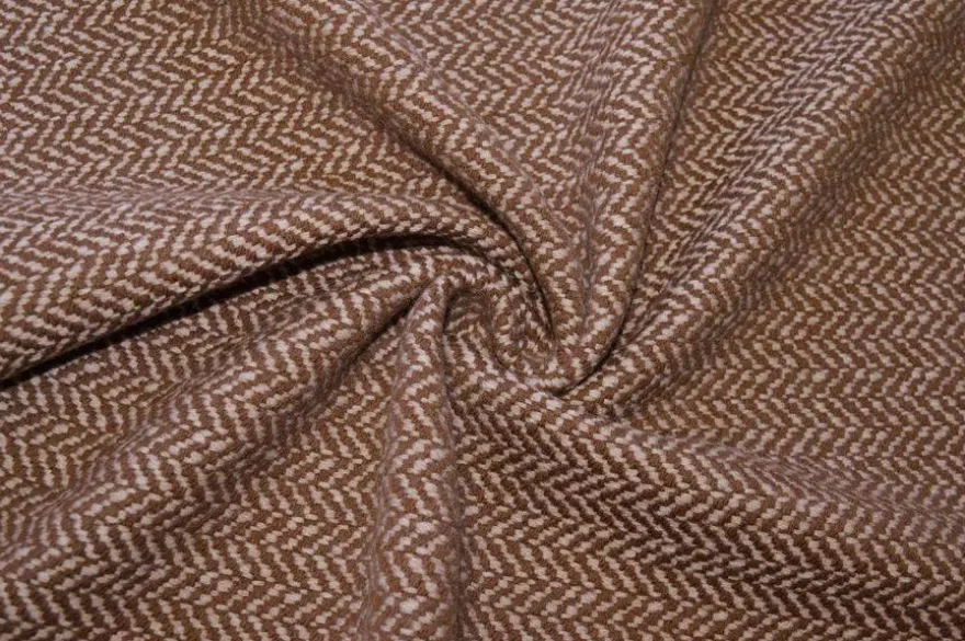 TESSUTO CAPPOTTO PURA LANA SPINATO COLOR TABACCO