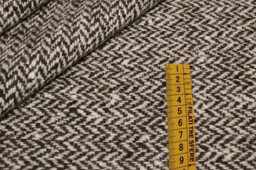 TESSUTO CAPPOTTO PURA LANA SPINATO MARRONE