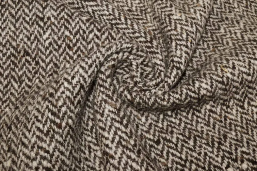 TESSUTO CAPPOTTO PURA LANA SPINATO MARRONE