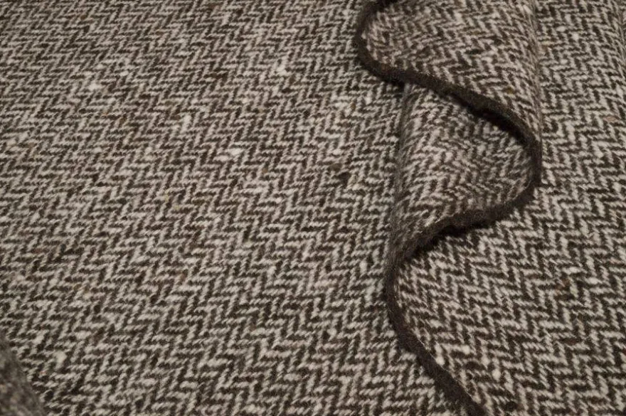 TESSUTO CAPPOTTO PURA LANA SPINATO MARRONE