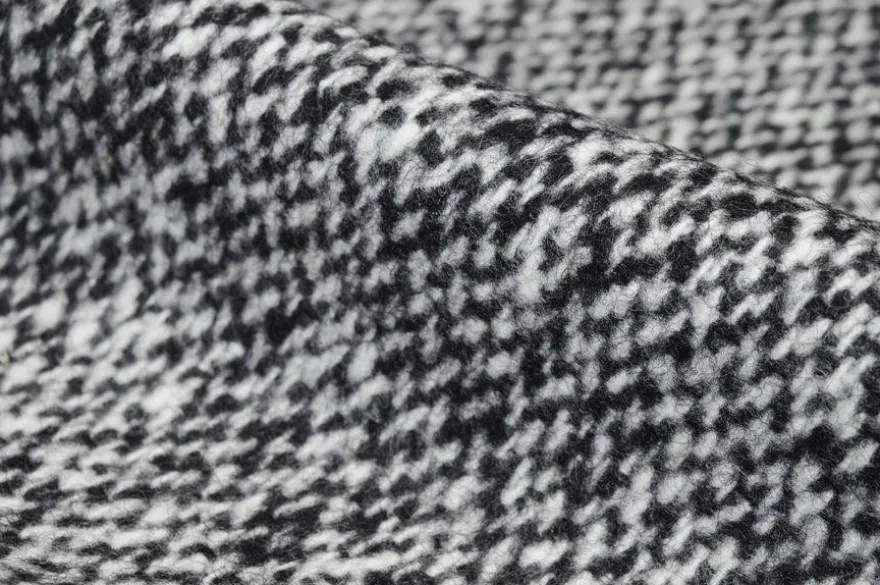 TESSUTO CAPPOTTO PURA LANA TWEED BIANCO NERO
