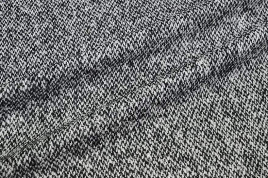 TESSUTO CAPPOTTO PURA LANA TWEED BIANCO NERO