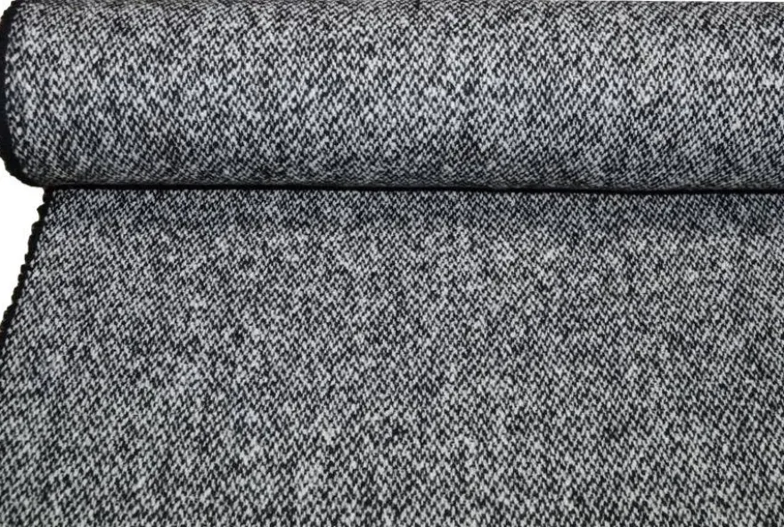 TESSUTO CAPPOTTO PURA LANA TWEED BIANCO NERO