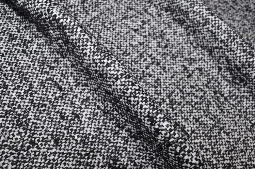 TESSUTO CAPPOTTO TWEED BIANCO E NERO