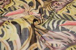 TESSUTO CHIFFON FANTASIA FOGLIA GIALLA