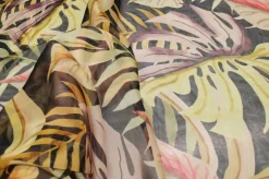 TESSUTO CHIFFON FANTASIA FOGLIA GIALLA