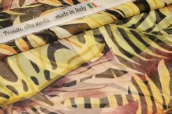 TESSUTO CHIFFON FANTASIA FOGLIA GIALLA