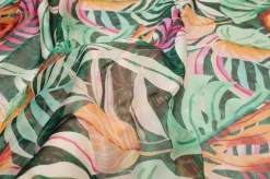 TESSUTO CHIFFON FANTASIA FOGLIA VERDE