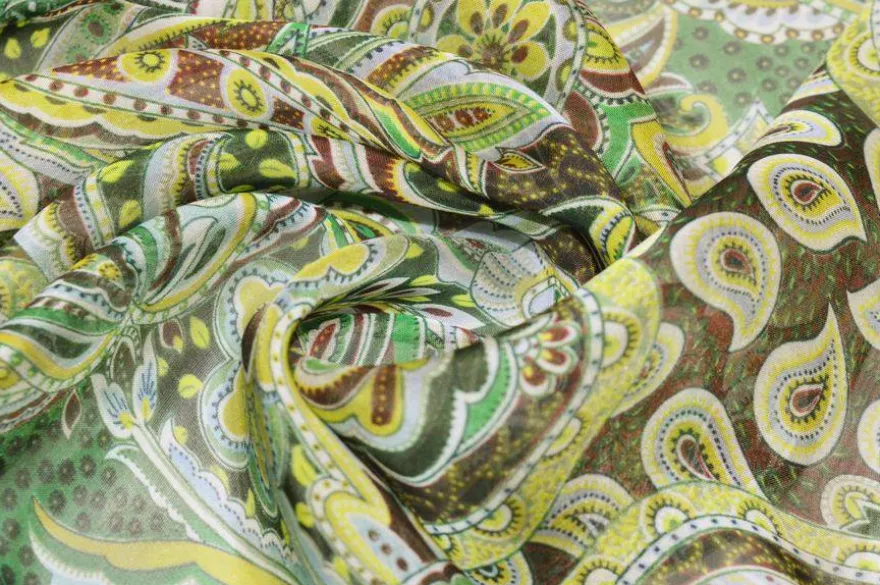 TESSUTO CHIFFON MISTO SETA FANTASIA VERDE