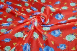 TESSUTO CHIFFON PURA SETA EFFETTO CREPON ROSSO