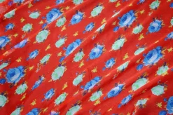 TESSUTO CHIFFON PURA SETA EFFETTO CREPON ROSSO