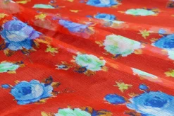 TESSUTO CHIFFON PURA SETA EFFETTO CREPON ROSSO