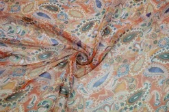 TESSUTO CHIFFON PURA SETA FANTASIA CASHMERE MODA BRUCIATO