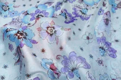 TESSUTO CHIFFON PURA SETA FANTASIA FLOREALE AZZURRA