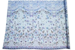 TESSUTO CHIFFON PURA SETA FANTASIA FLOREALE AZZURRA