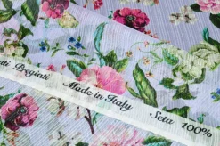 TESSUTO CHIFFON PURA SETA FANTASIA FLOREALE LILLA