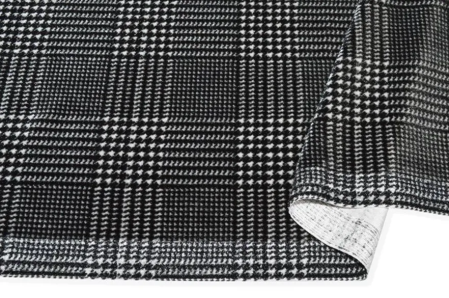TESSUTO CINIGLIA STRETCH PRINCIPE DI GALLES BIANCO NERO