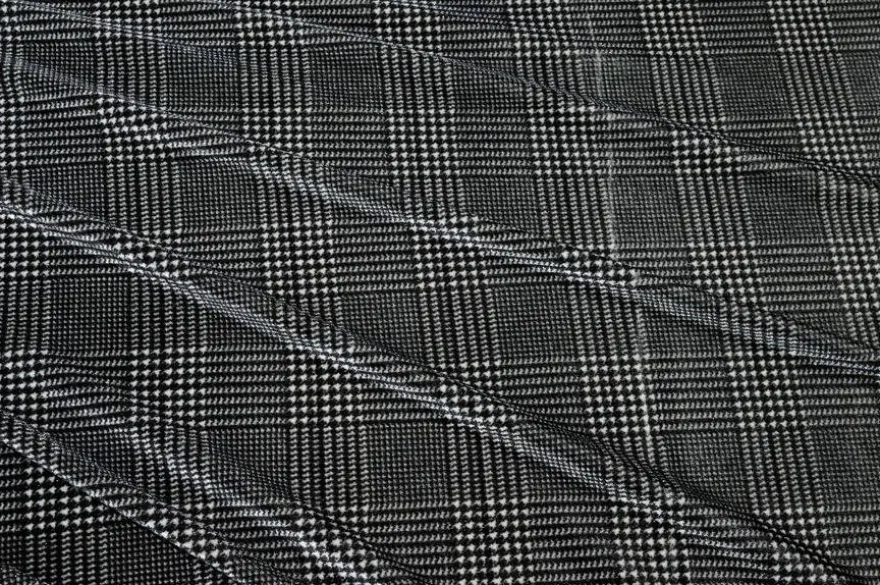 TESSUTO CINIGLIA STRETCH PRINCIPE DI GALLES BIANCO NERO