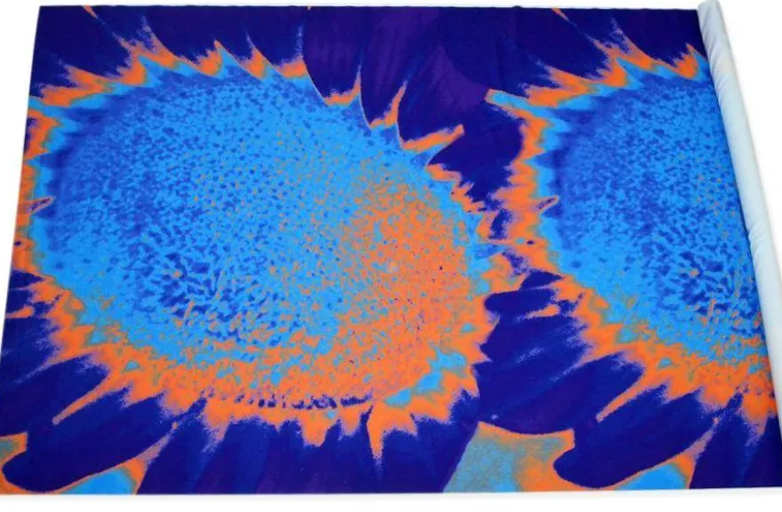 TESSUTO COMFORT FANTASIA ASTRATTA ARANCIO VIOLA