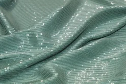 TESSUTO CON PAILLETTES CUCITE VERDE SALVIA