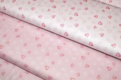 TESSUTO COORDINATO PIQUET MILLERIGHE CUORICINO ROSA