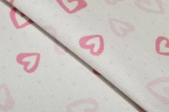 TESSUTO COORDINATO PIQUET MILLERIGHE CUORICINO ROSA