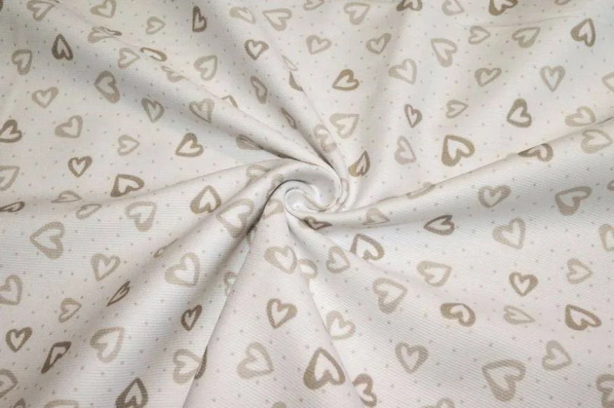TESSUTO COORDINATO PIQUET MILLERIGHE CUORICINO BEIGE