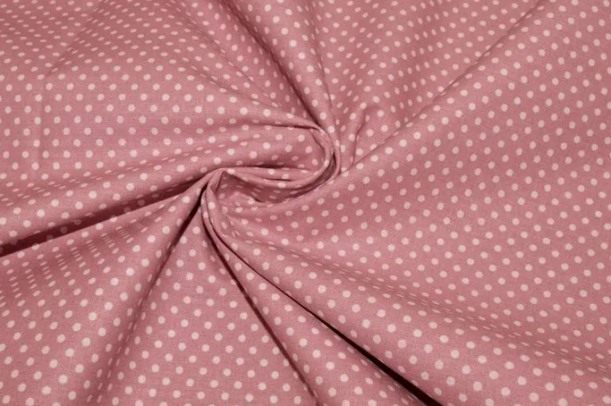 TESSUTO COORDINATO PURO COTONE POIS ROSA ANTICO