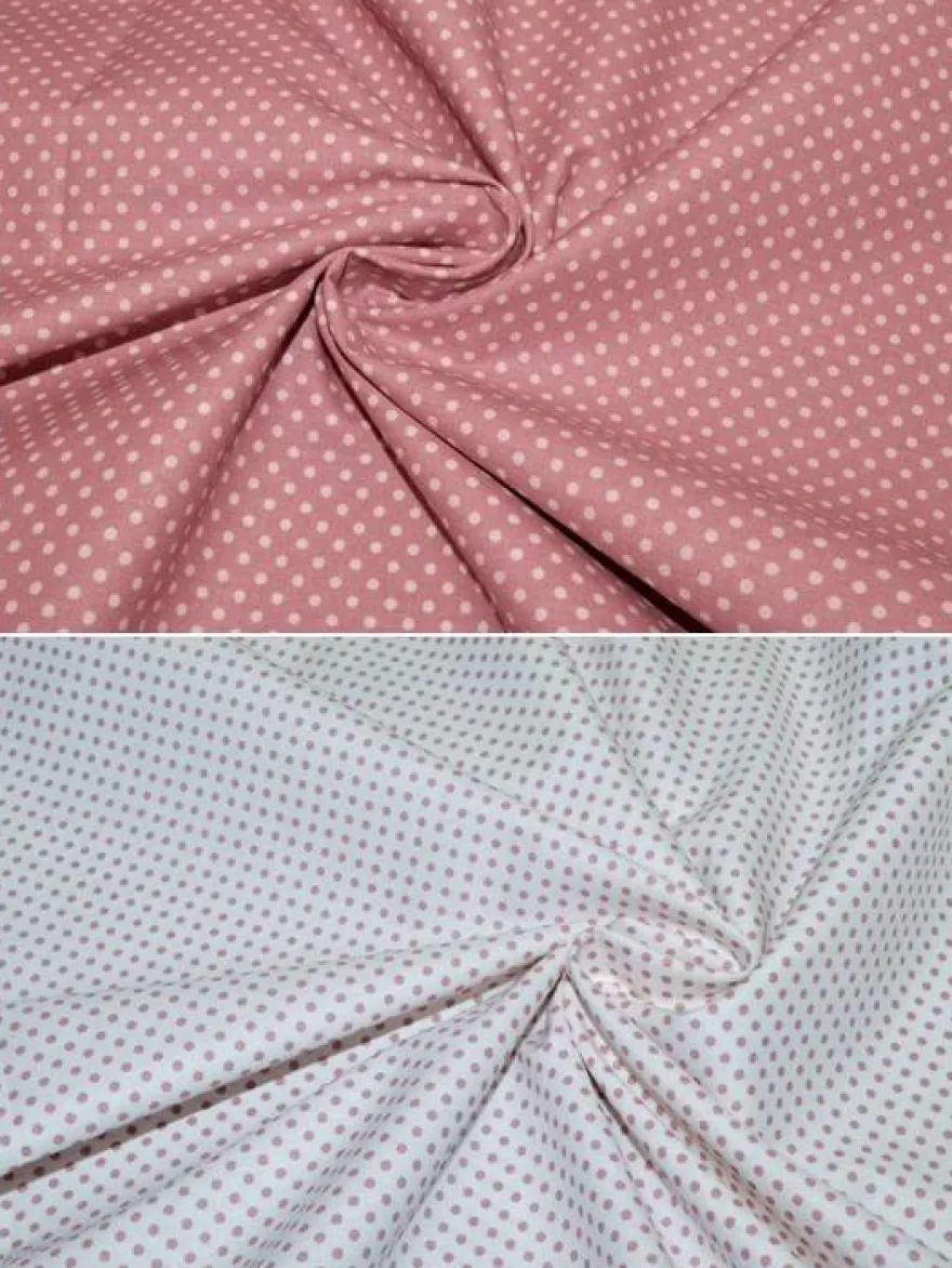 TESSUTO COORDINATO PURO COTONE POIS ROSA ANTICO