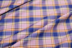 TESSUTO COTONE CAMICERIA STRETCH SCACCO ROSA VIOLA