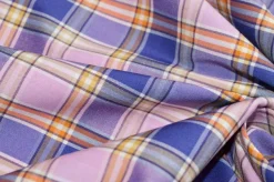 TESSUTO COTONE CAMICERIA STRETCH SCACCO ROSA VIOLA