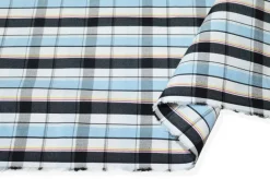 TESSUTO COTONE CAMICERIA STRETCH SCACCO CELESTE