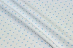TESSUTO COTONE CUORICINI AZZURRO