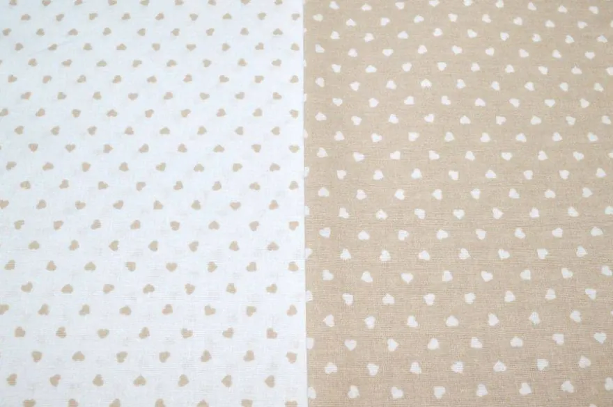 TESSUTO COTONE CUORICINI BEIGE