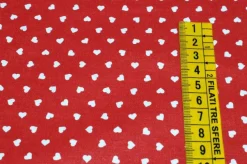 TESSUTO COTONE CUORICINI ROSSO