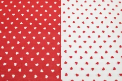 TESSUTO COTONE CUORICINI ROSSO