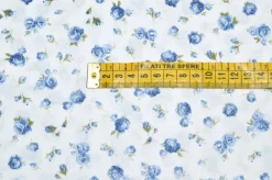 TESSUTO COTONE FANTASIA FIORELLINO AZZURRO
