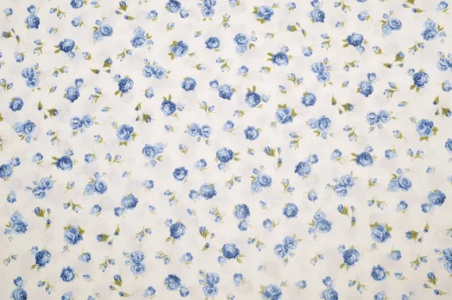TESSUTO COTONE FANTASIA FIORELLINO AZZURRO