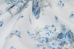 TESSUTO COTONE FANTASIA MAZZETTO FLOREALE AZZURRO