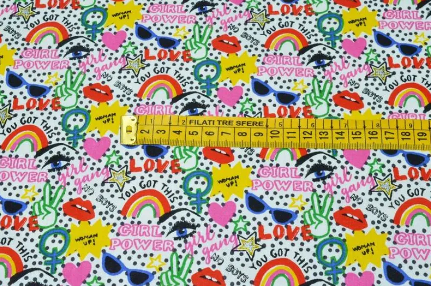 TESSUTO COTONE GIRL POWER
