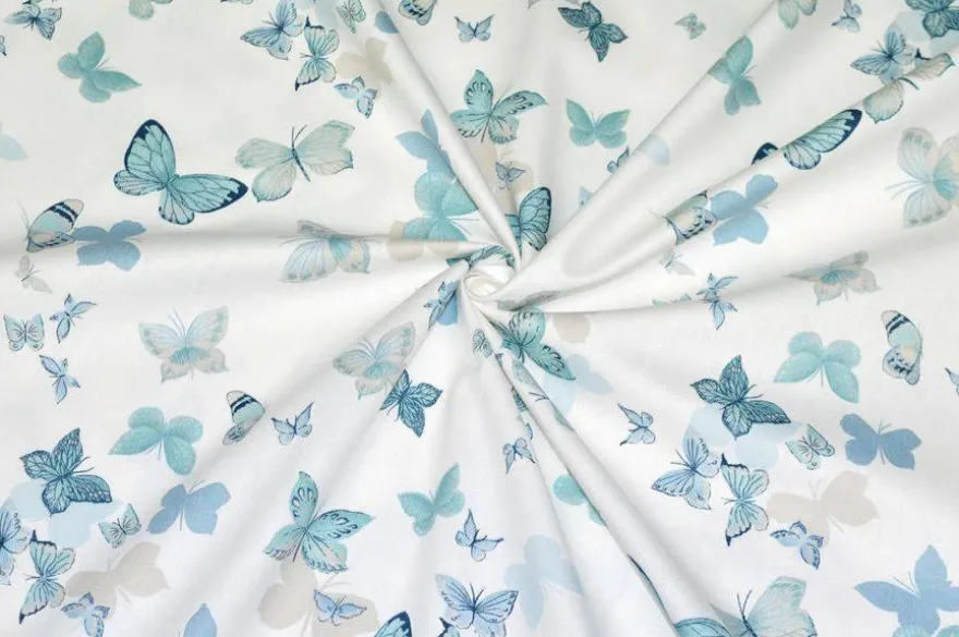 TESSUTO COTONE PANAMA FANTASIA FARFALLE
