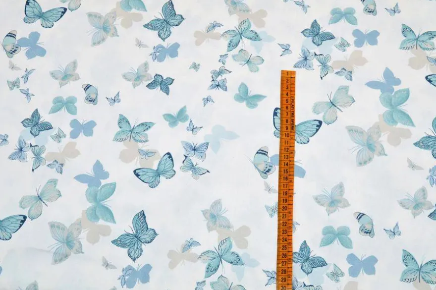 TESSUTO COTONE PANAMA FANTASIA FARFALLE