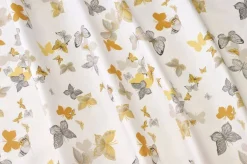 TESSUTO COTONE PANAMA FANTASIA FARFALLE GIALLE