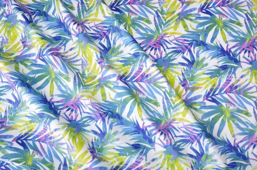TESSUTO COTONE PANAMA FANTASIA TROPICAL MULTICOLOR