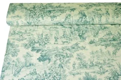 TESSUTO COTONE PANAMA TOILE DE JOUY TURCHESE