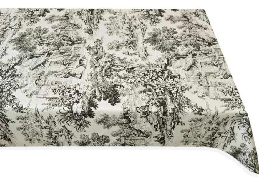TESSUTO COTONE PANAMA TOILE DE JOUY NERO