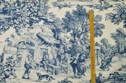 TESSUTO COTONE PANAMA TOILE DE JOUY BLU