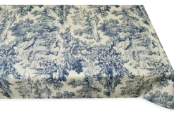 TESSUTO COTONE PANAMA TOILE DE JOUY BLU