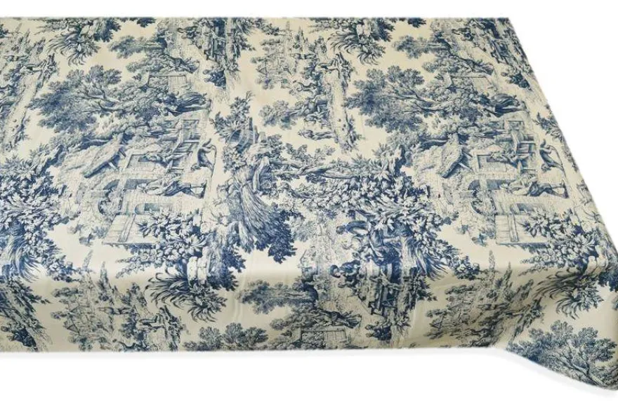 TESSUTO COTONE PANAMA TOILE DE JOUY BLU