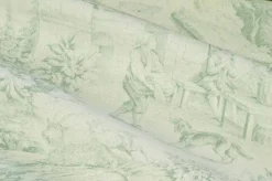 TESSUTO COTONE PANAMA TOILE DE JOUY SALVIA CHIARO